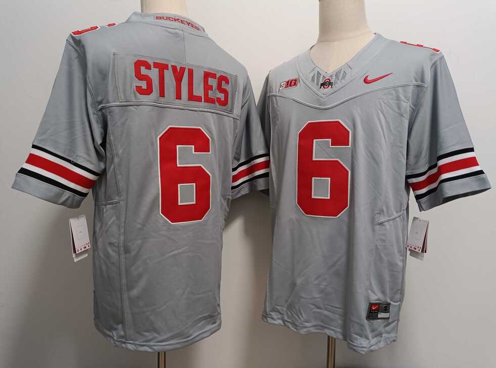 Mens Ohio State Buckeyes #6 Sonny Styles Grey FUSE College Football Jersey->ohio state buckeyes->NCAA Jersey